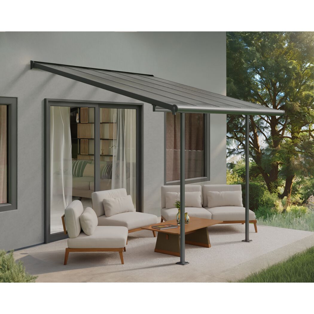 Terrassenüberdachung 'Sierra' anthrazit 295 x 314 cm Polycarbonat transparent
