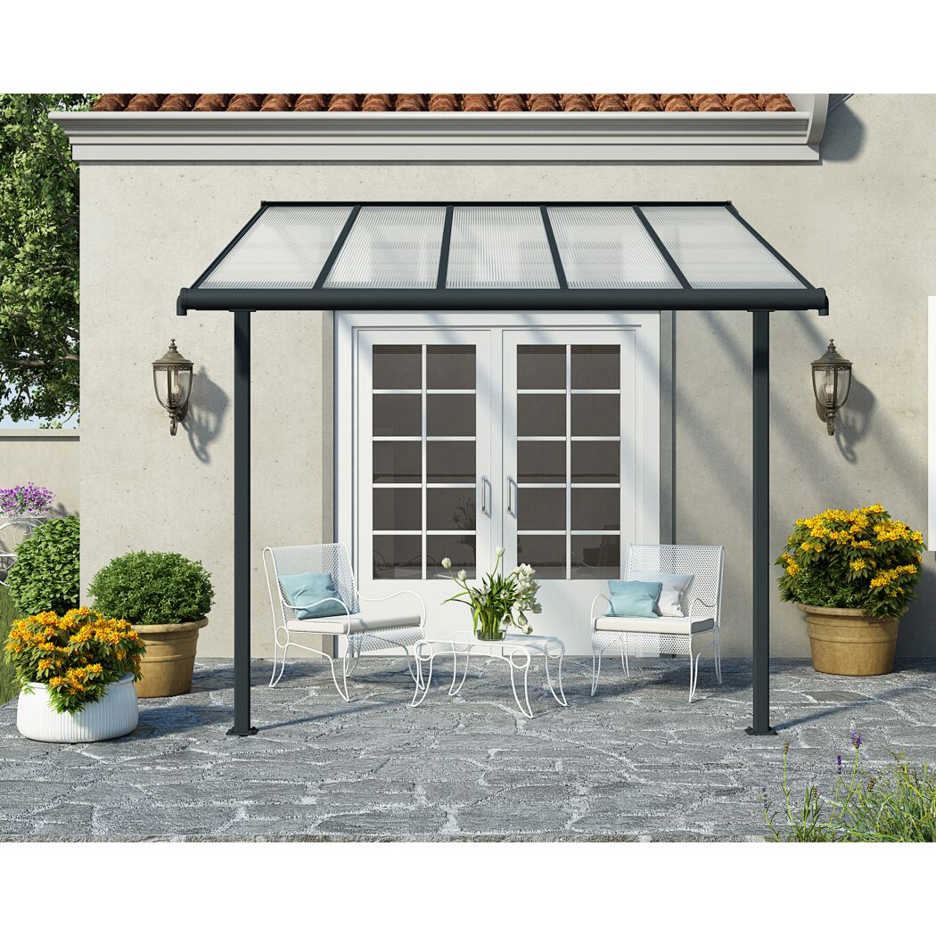Terrassenüberdachung 'Sierra' anthrazit 295 x 314 cm Polycarbonat transparent