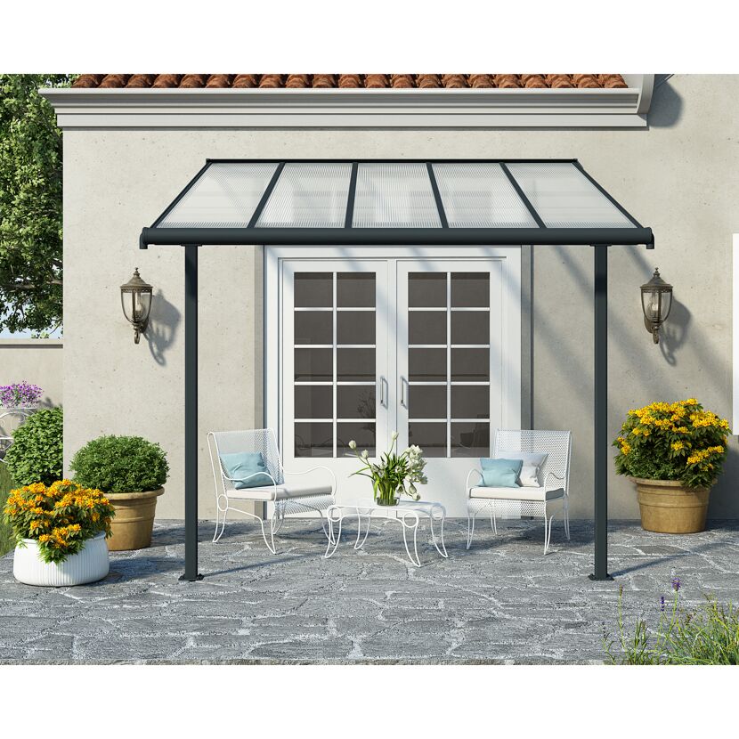 Terrassenüberdachung 'Sierra' anthrazit 295 x 314 cm Polycarbonat transparent