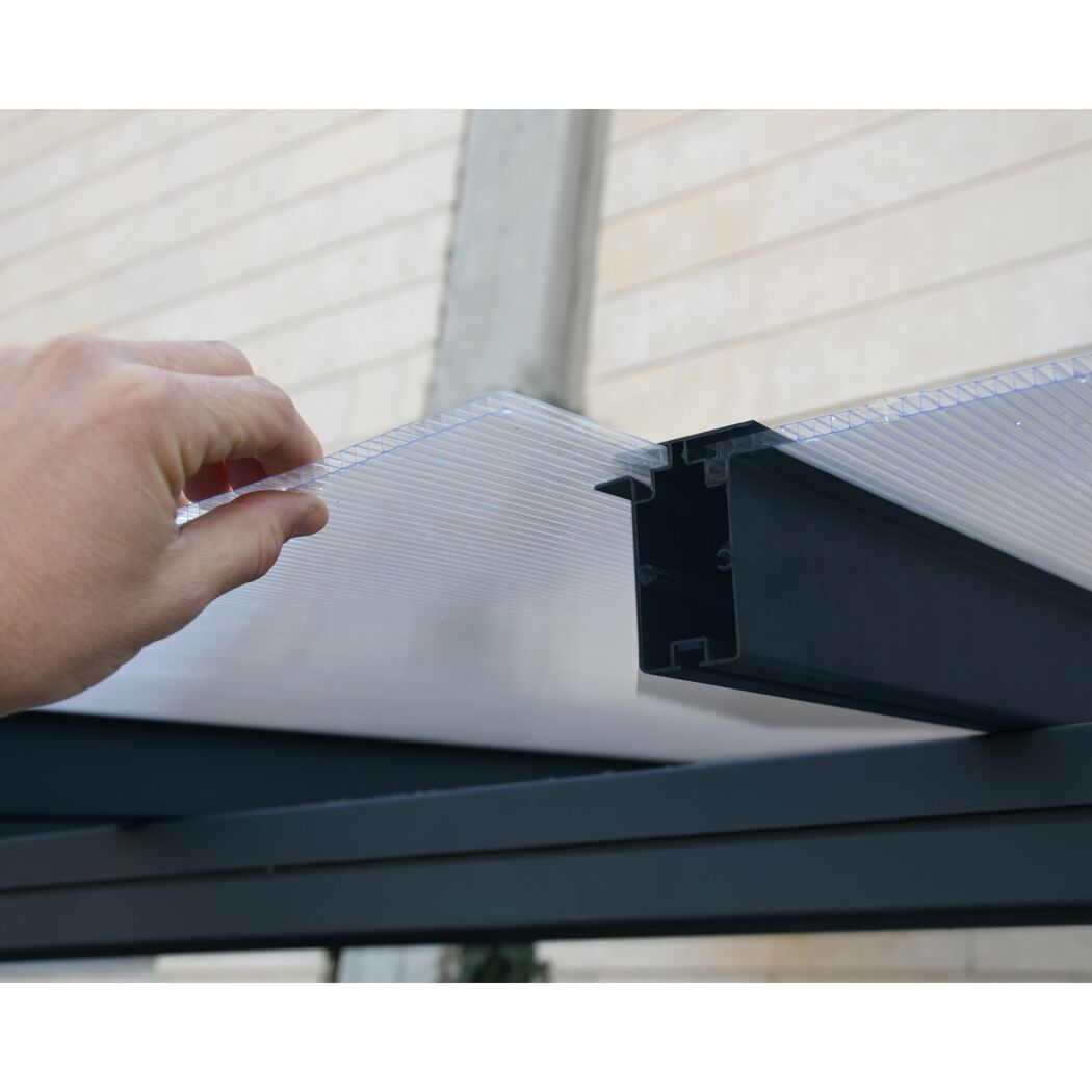 Terrassenüberdachung 'Sierra' anthrazit 295 x 314 cm Polycarbonat transparent
