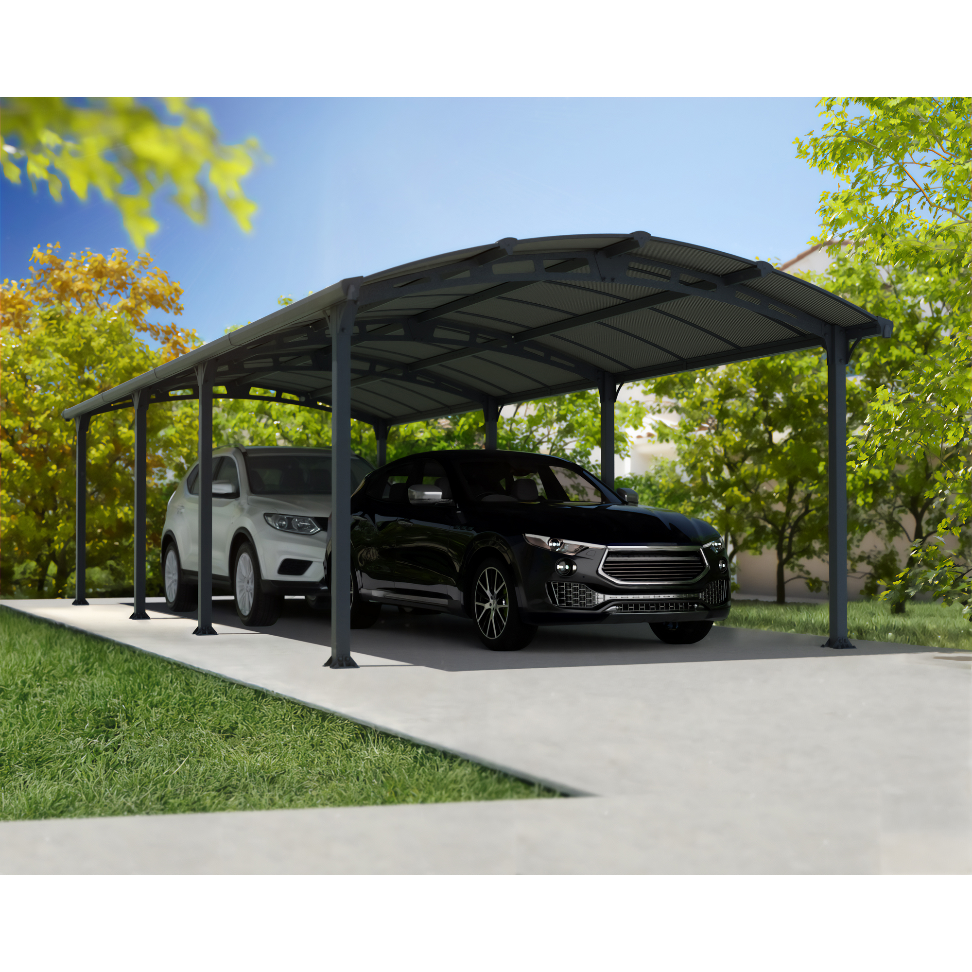 Doppelcarport 'Arcadia' anthrazit 359 x 863 cm Polycarbonat grau