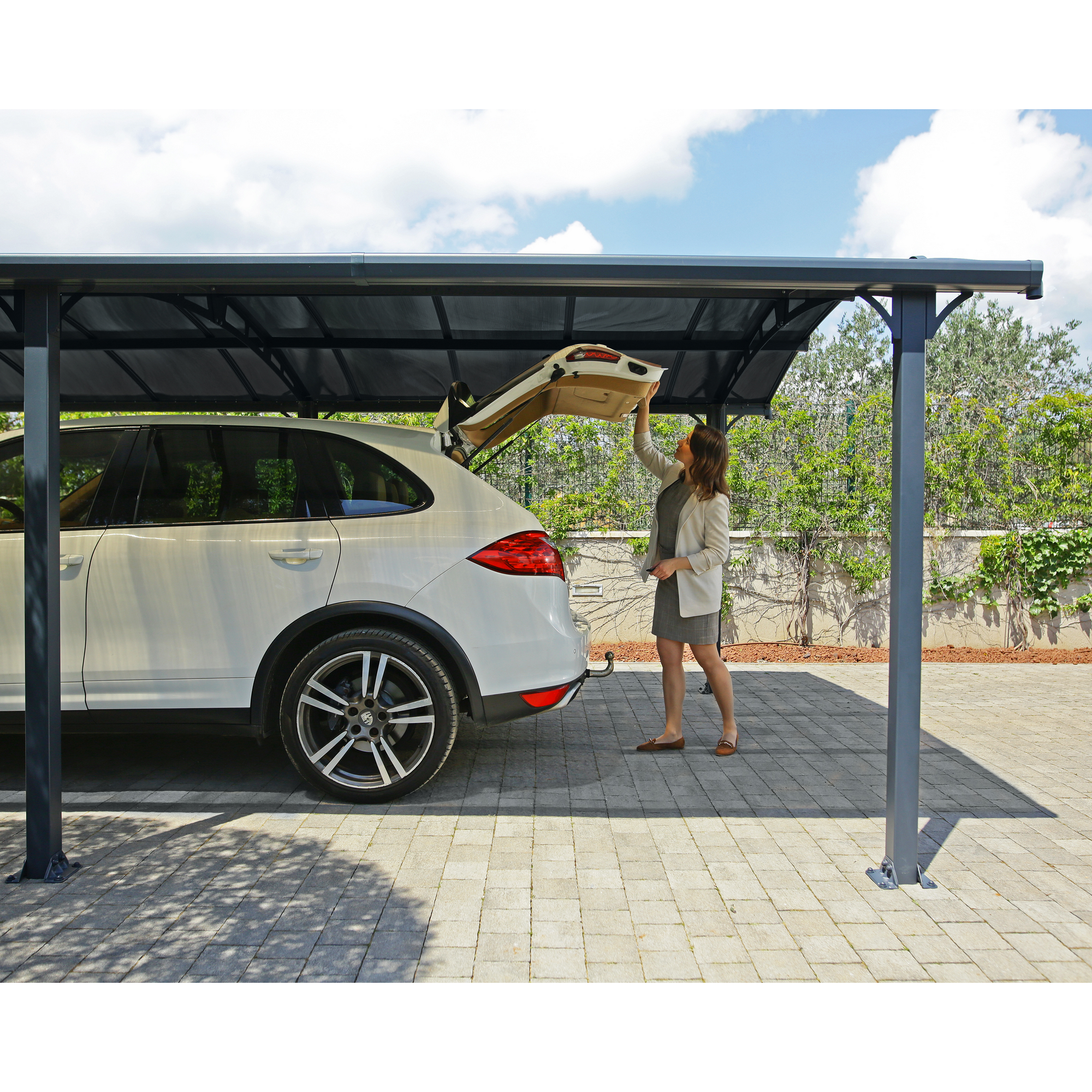 Doppelcarport 'Arcadia' anthrazit 359 x 863 cm Polycarbonat grau