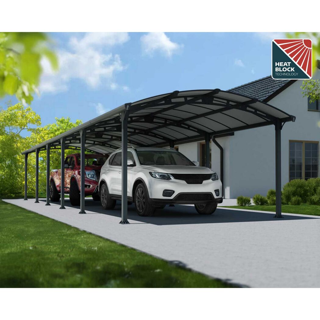 Doppelcarport 'Arcadia' anthrazit 359 x 1290 cm Polycarbonat grau