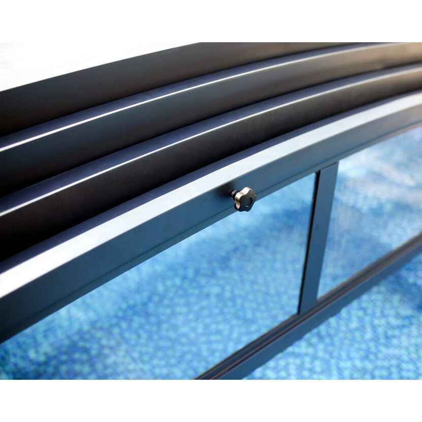 Poolüberdachung 'Majorca' anthrazit 470 x 874 cm Polycarbonat klar