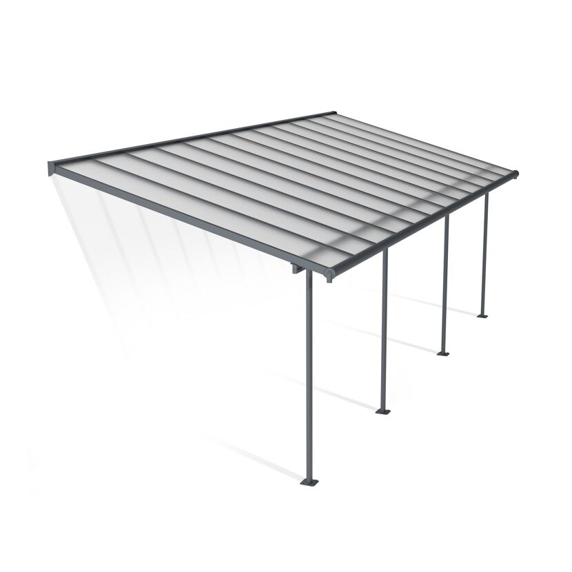 Terrassenüberdachung 'Sierra' anthrazit 295 x 739 cm Polycarbonat transparent