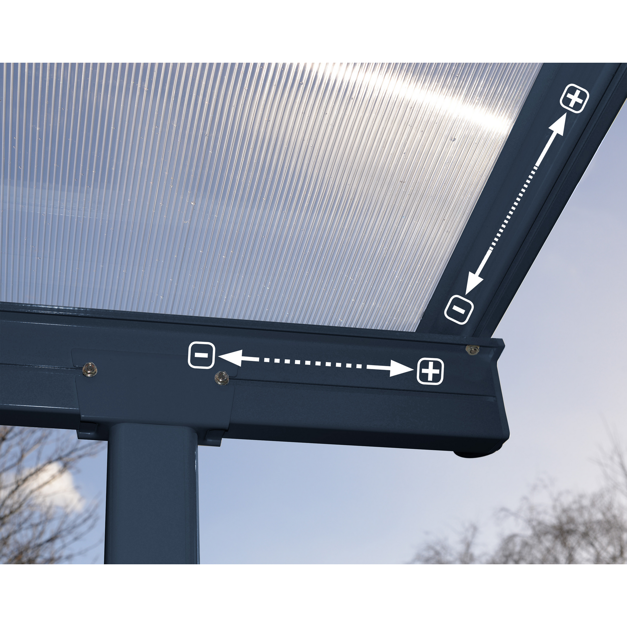 Terrassenüberdachung 'Sierra' anthrazit 295 x 619 cm Polycarbonat transparent