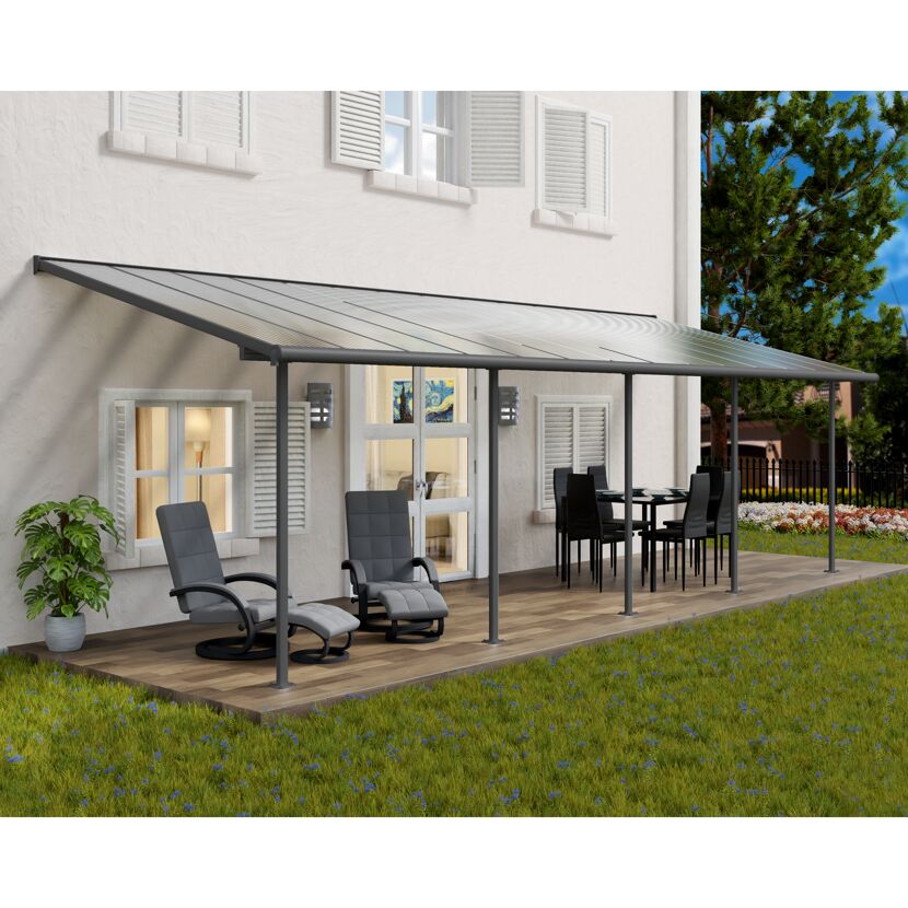 Terrassenüberdachung 'Sierra' anthrazit 295 x 860 cm Polycarbonat transparent