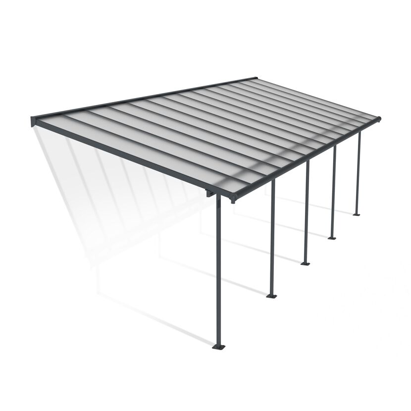 Terrassenüberdachung 'Sierra' anthrazit 295 x 860 cm Polycarbonat transparent