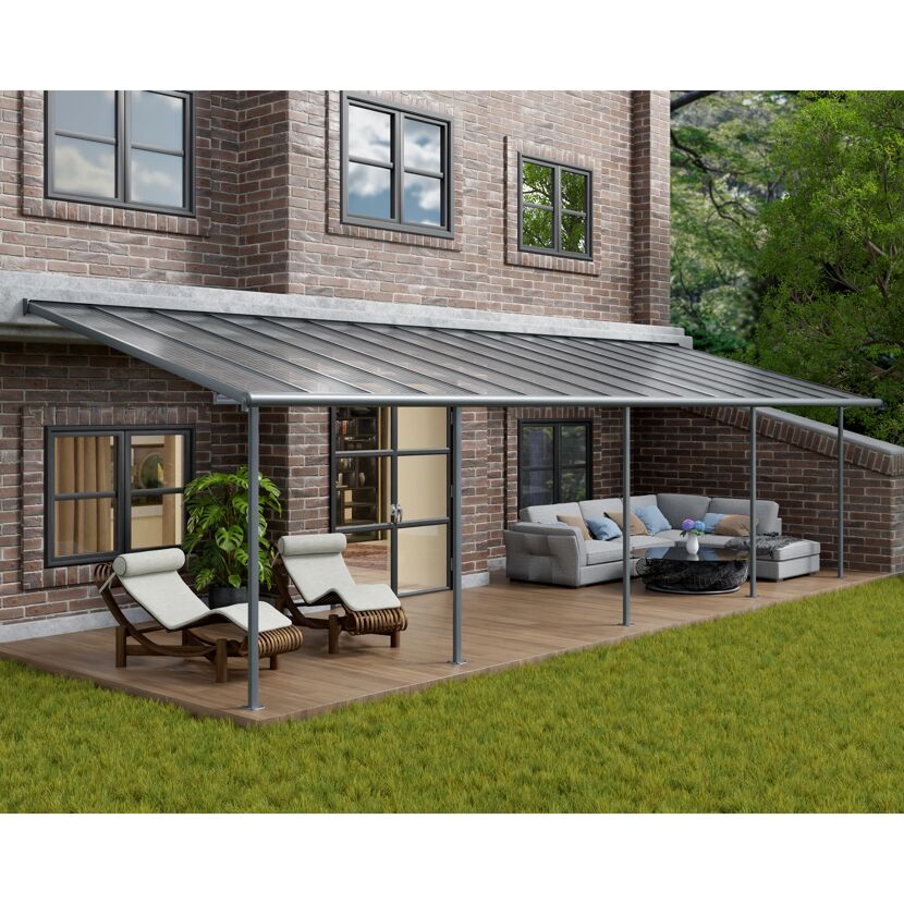 Terrassenüberdachung 'Sierra' anthrazit 295 x 971 cm Polycarbonat transparent