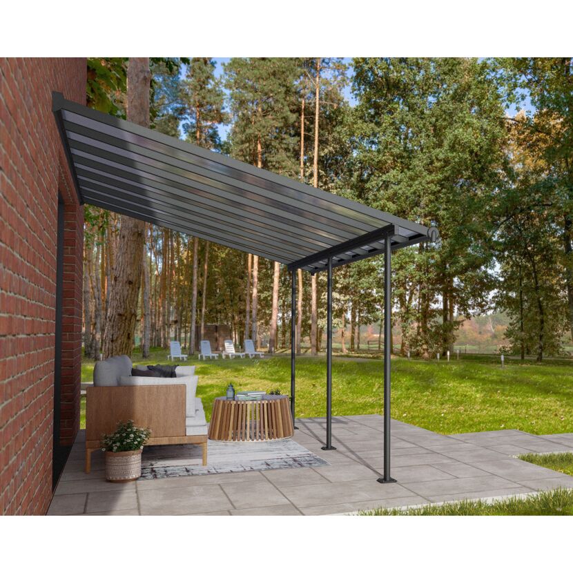 Terrassenüberdachung 'Sierra' anthrazit 295 x 434 cm Polycarbonat transparent