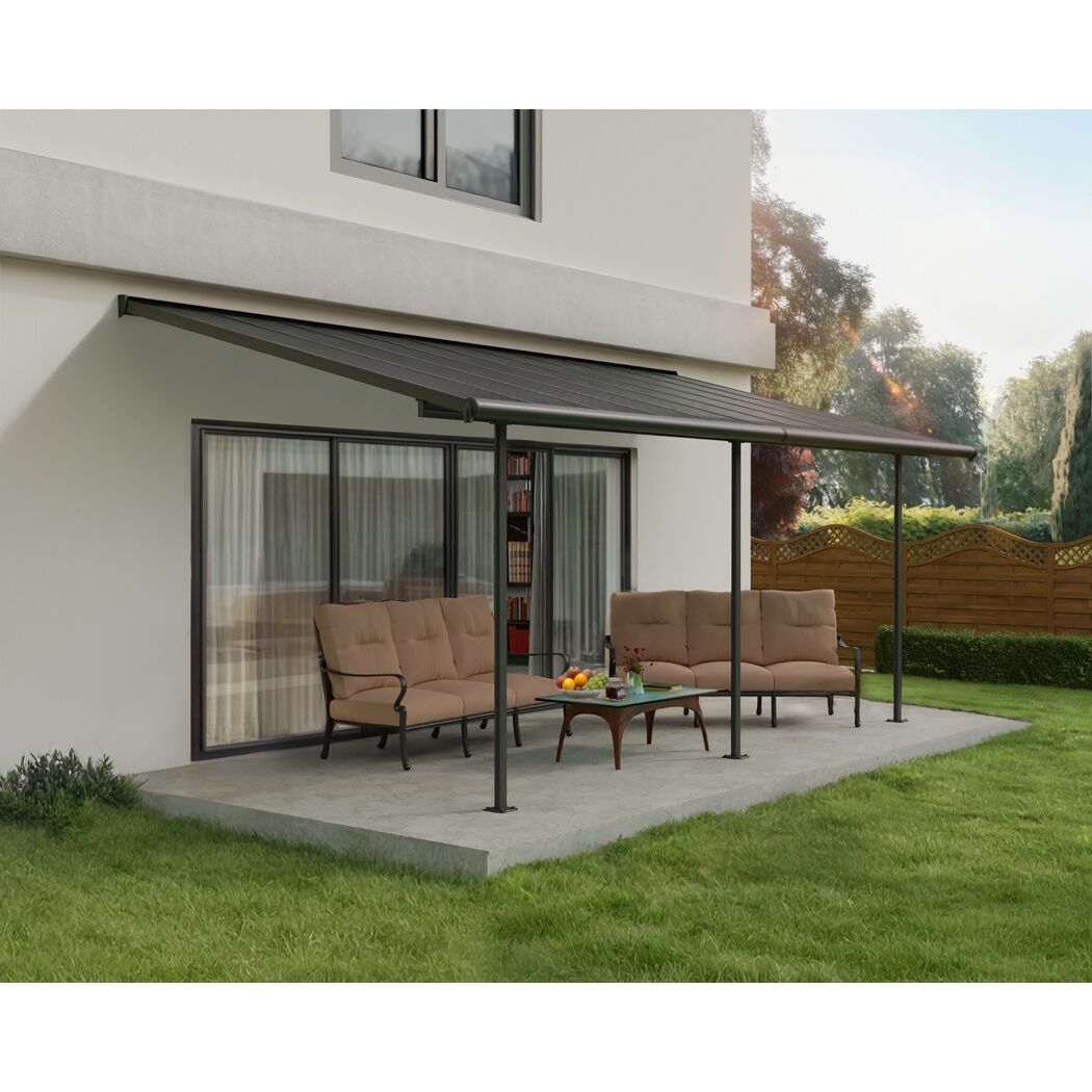 Terrassenüberdachung 'Capri' anthrazit 295 x 619 cm Polycarbonat grau