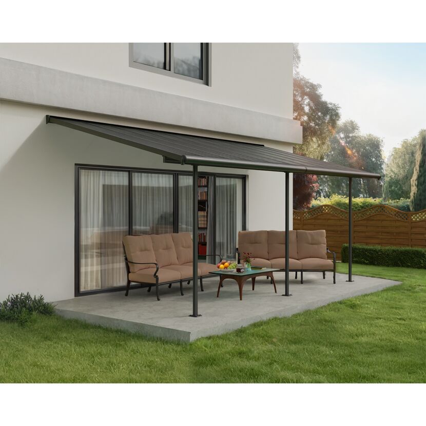 Terrassenüberdachung 'Capri' anthrazit 295 x 619 cm Polycarbonat grau