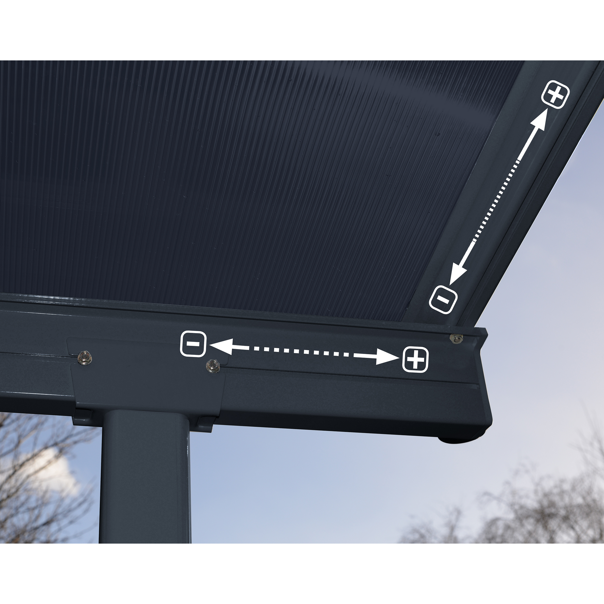 Terrassenüberdachung 'Capri' anthrazit 295 x 619 cm Polycarbonat grau