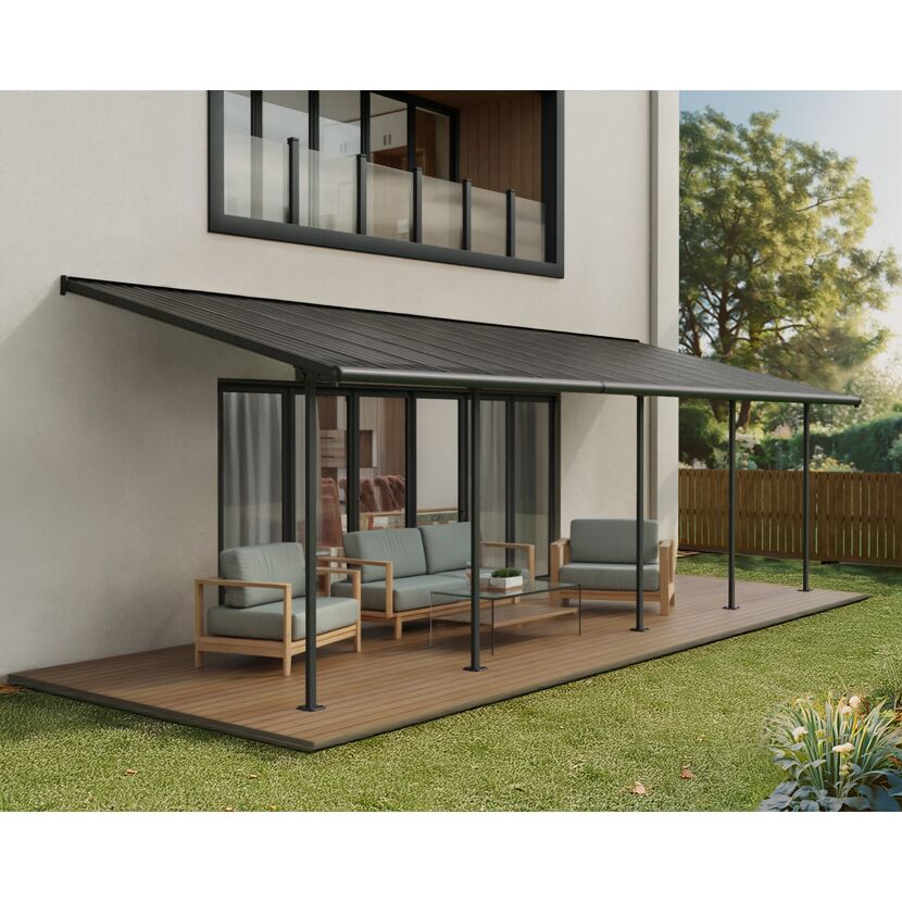 Terrassenüberdachung 'Capri' anthrazit 295 x 860 cm Polycarbonat grau