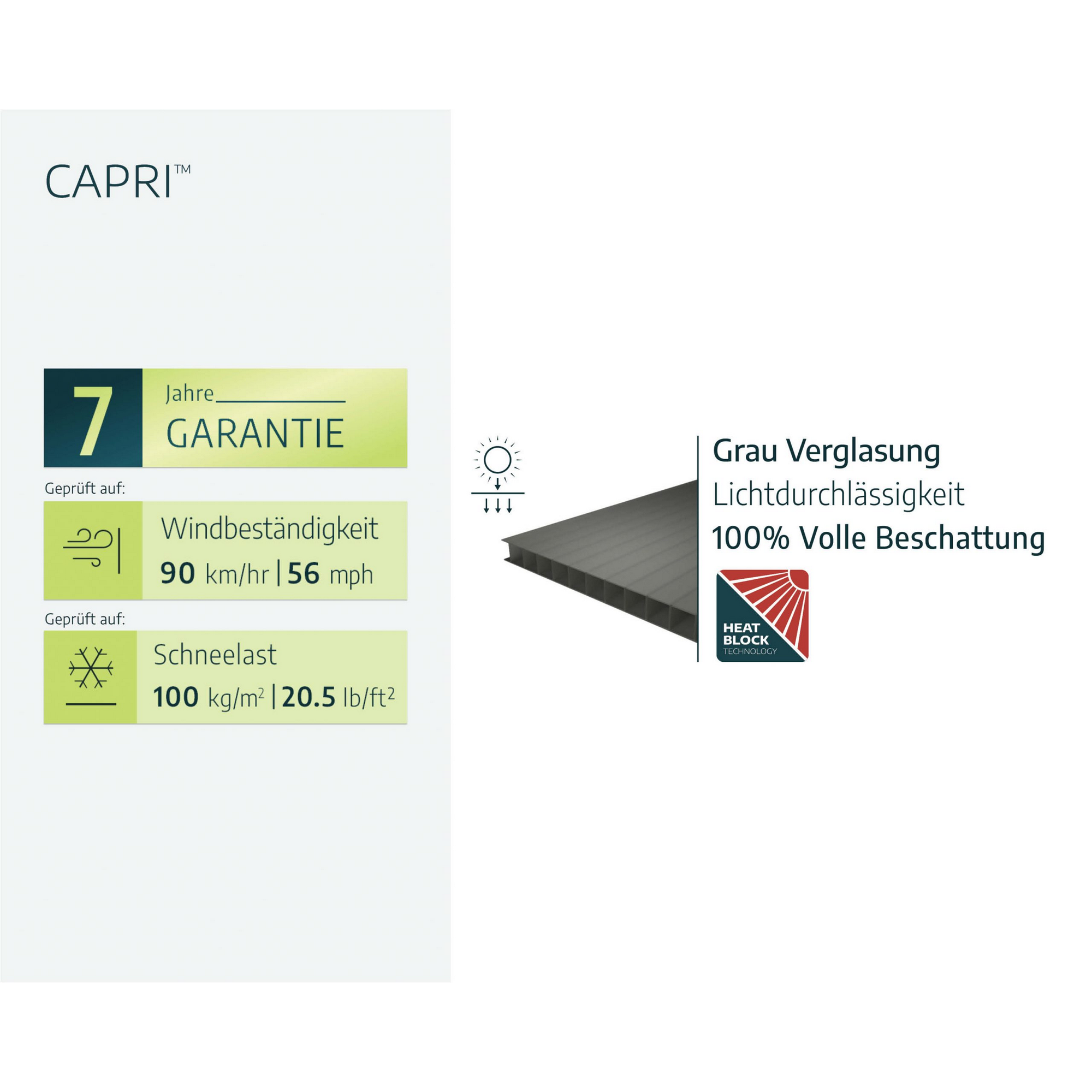 Terrassenüberdachung 'Capri' anthrazit 295 x 924 cm Polycarbonat grau