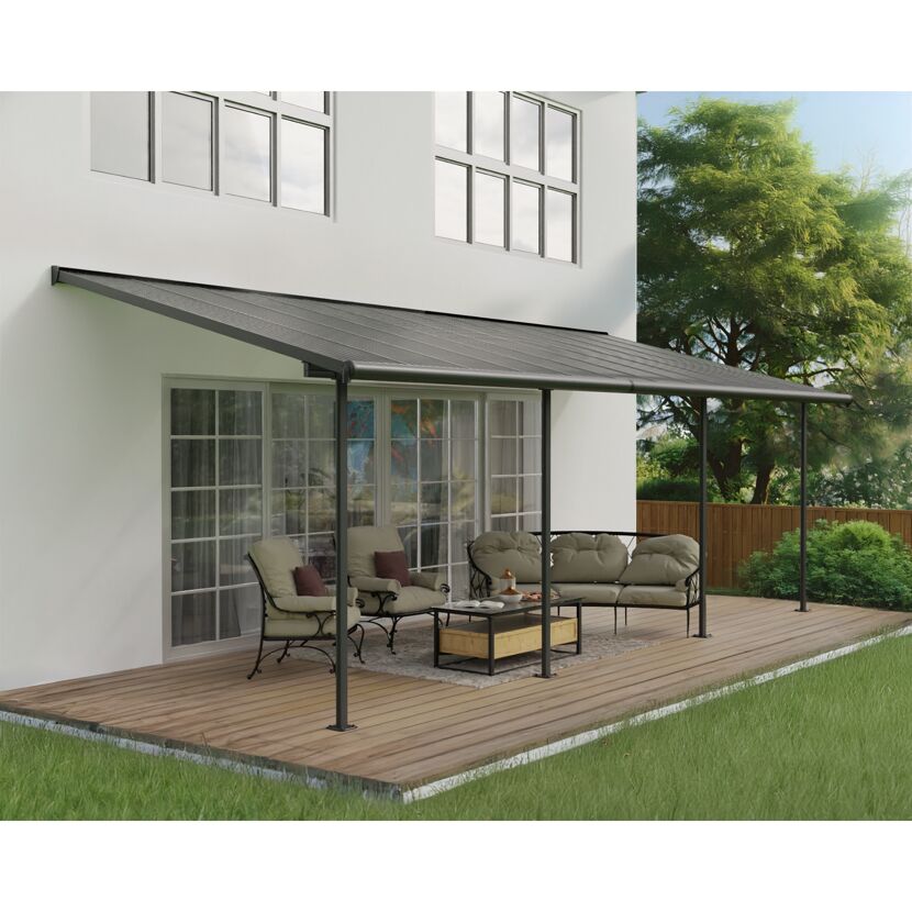 Terrassenüberdachung 'Capri' anthrazit 295 x 739 cm Polycarbonat grau