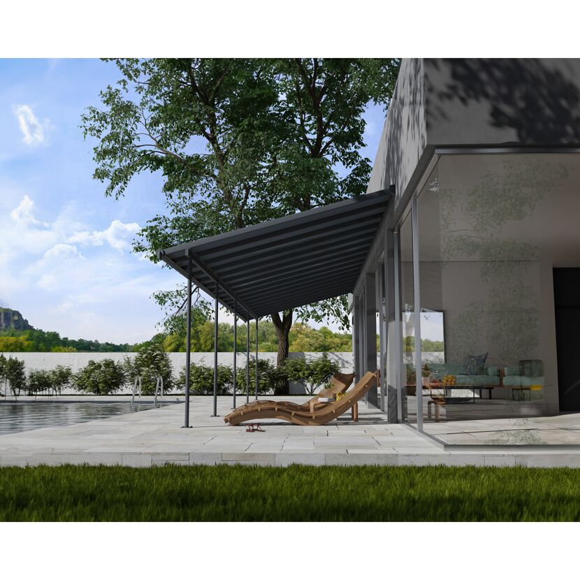 Terrassenüberdachung 'Capri' anthrazit 295 x 971 cm Polycarbonat grau
