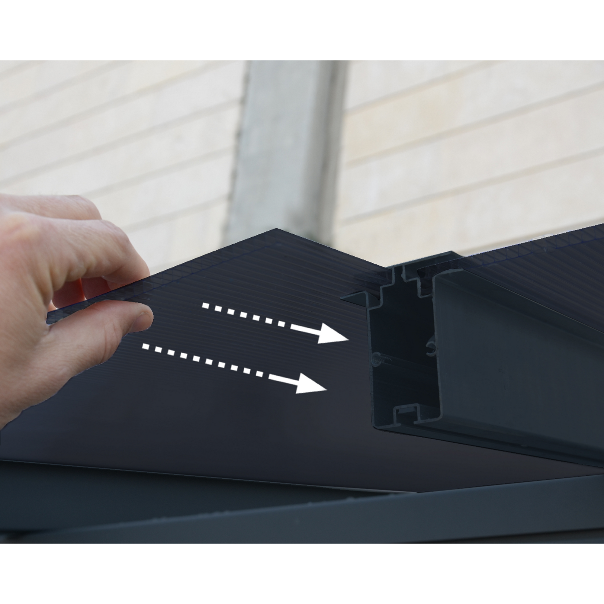 Terrassenüberdachung 'Capri' anthrazit 295 x 971 cm Polycarbonat grau