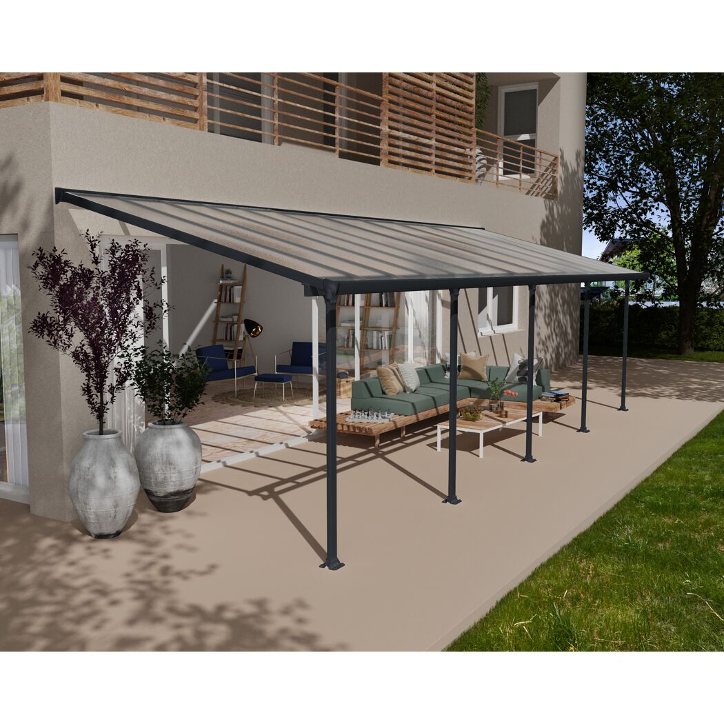 Terrassenüberdachung' Feria' anthrazit 294 x 915 cm Polycarbonat transparent