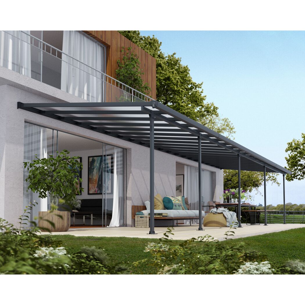 Terrassenüberdachung' Feria' anthrazit 294 x 1092 cm Polycarbonat transparent