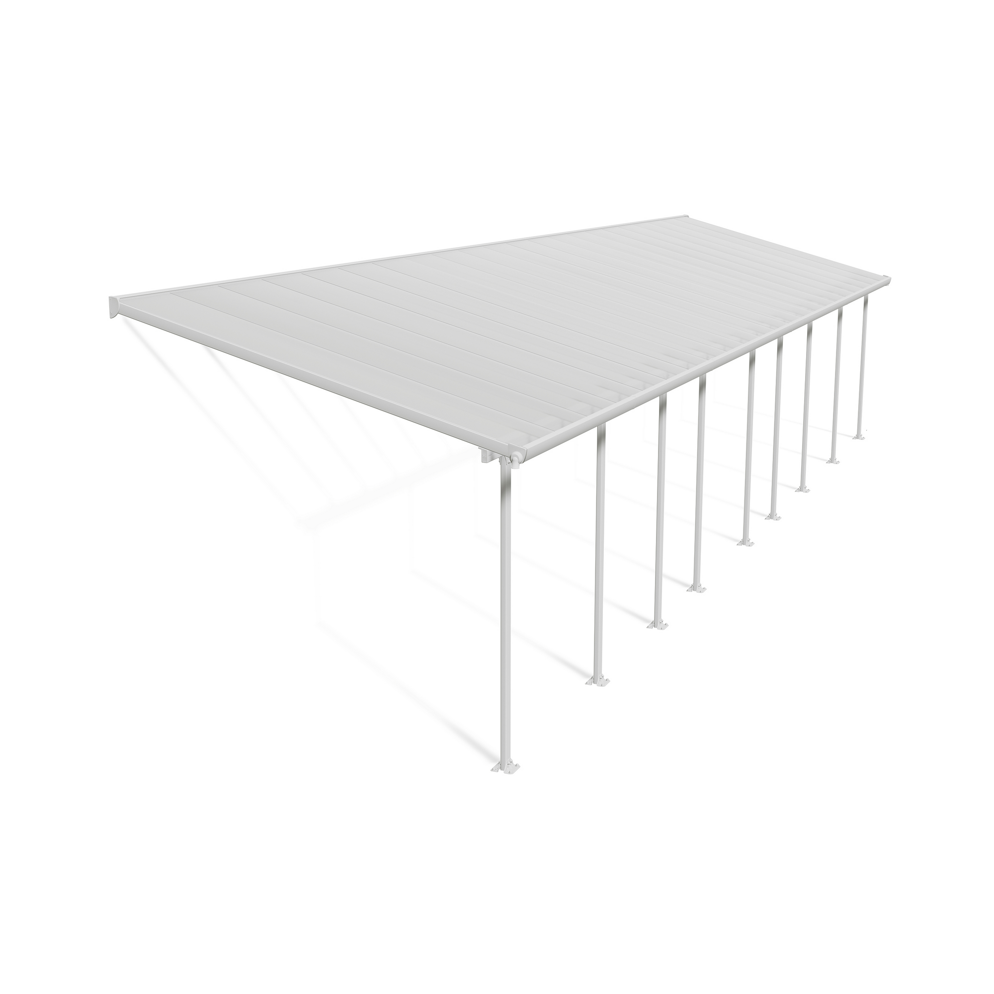 Terrassenüberdachung 'Feria' weiß 294 x 1340 cm Polycarbonat transparent