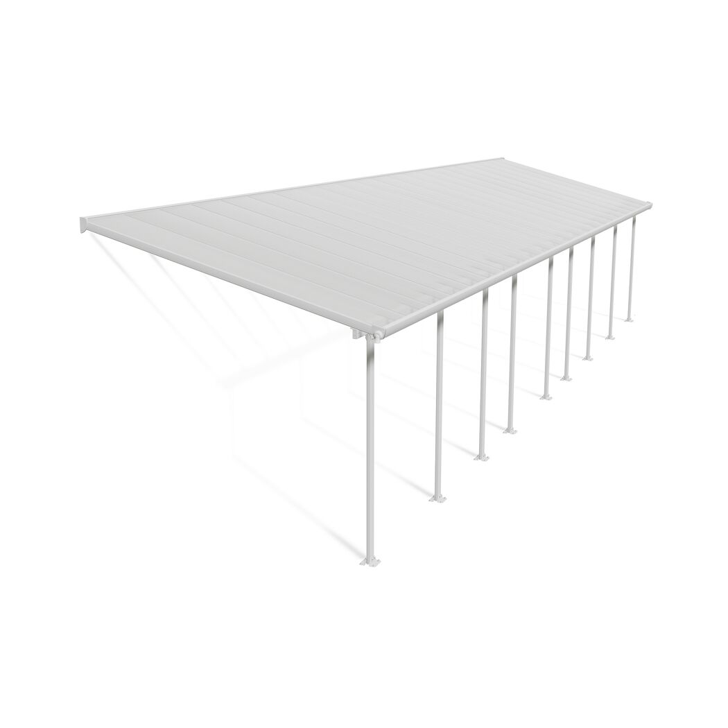 Terrassenüberdachung 'Feria' weiß 294 x 1340 cm Polycarbonat transparent