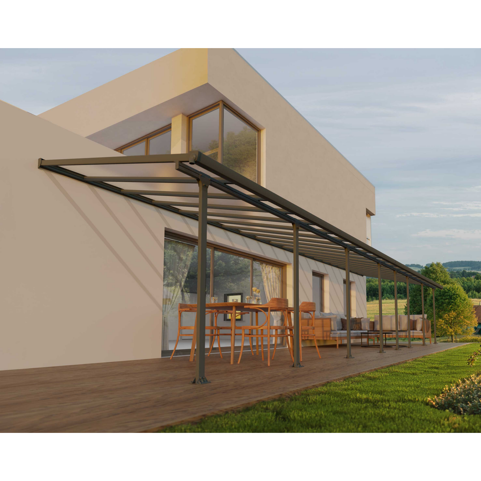 Terrassenüberdachung' Feria' anthrazit 294 x 1220 cm Polycarbonat transparent