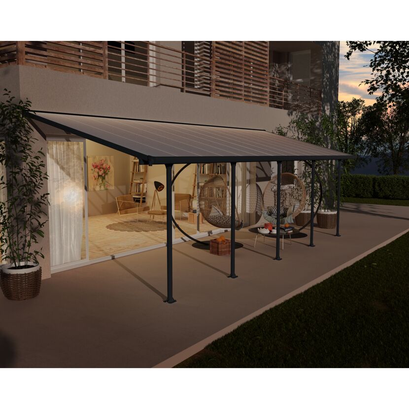 Terrassenüberdachung' Feria' anthrazit 294 x 851 cm Polycarbonat transparent