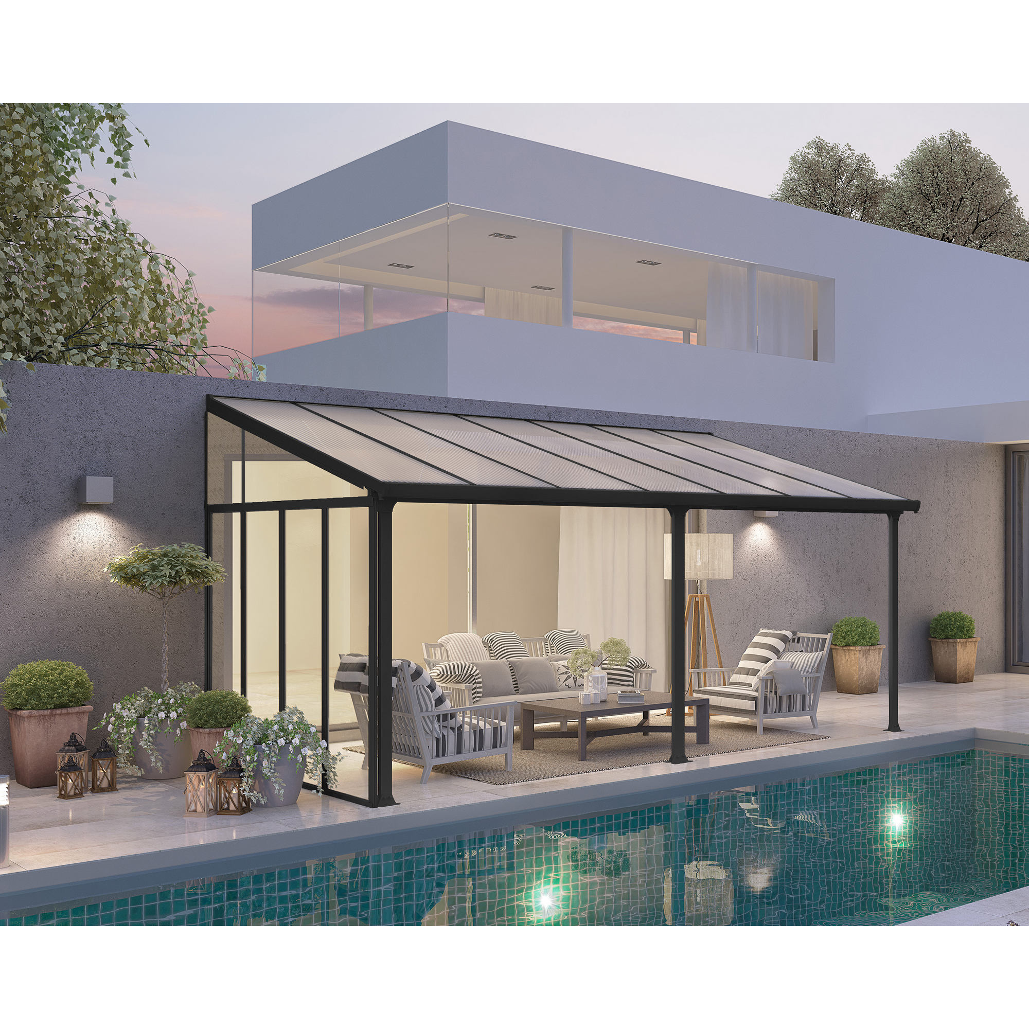 Seitenwand für Terrassenüberdachung anthrazit 257 cm Acryl klar