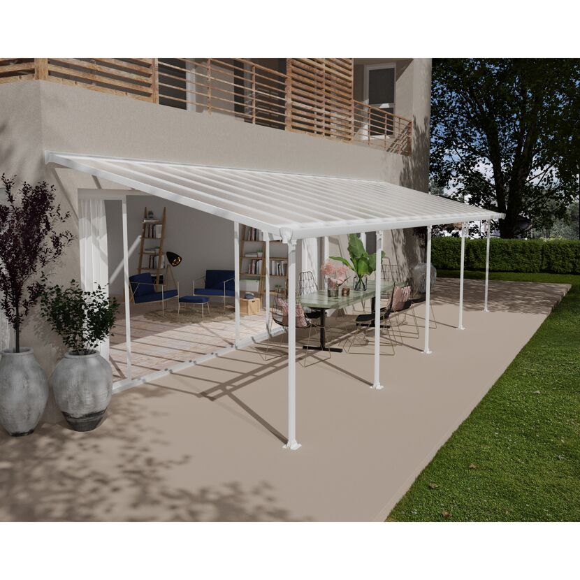 Terrassenüberdachung 'Feria' weiß 294 x 971 cm Polycarbonat transparent