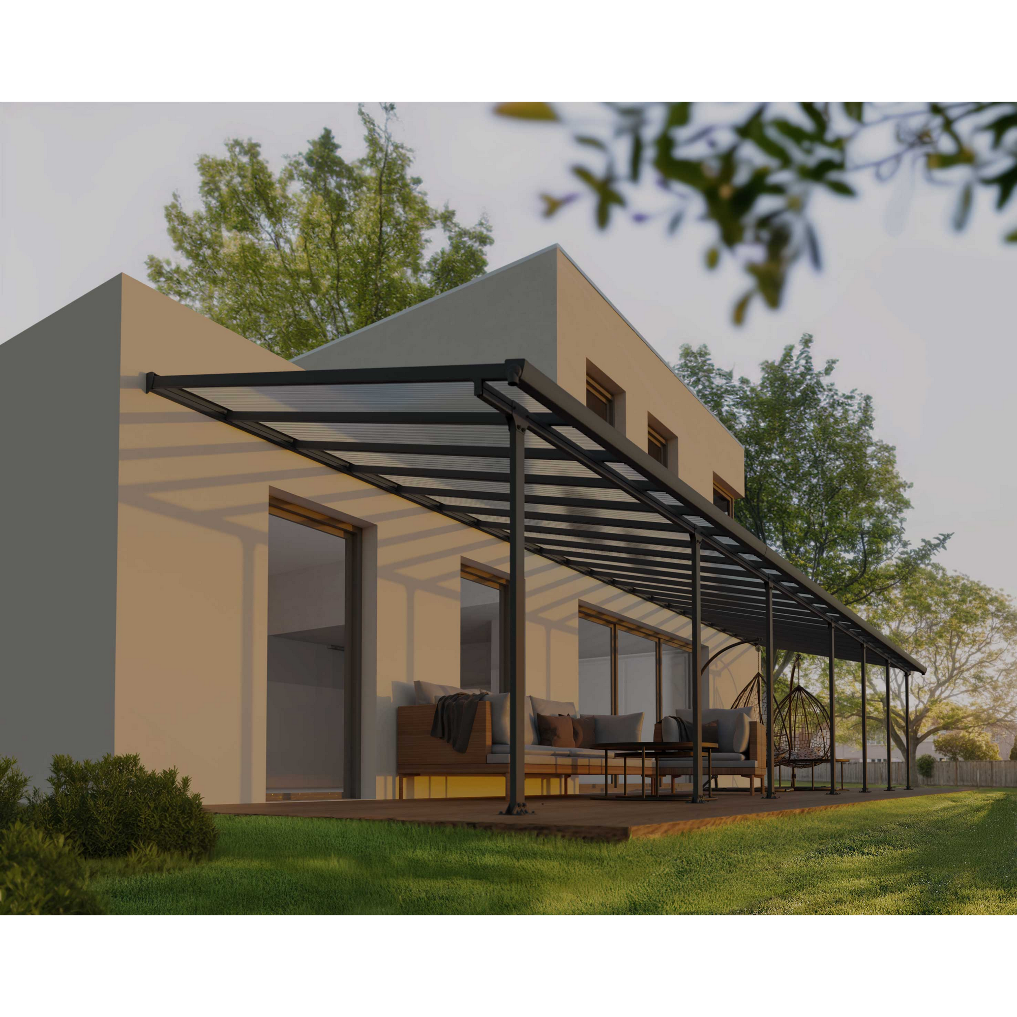 Terrassenüberdachung' Feria' anthrazit 294 x 1276 cm Polycarbonat transparent