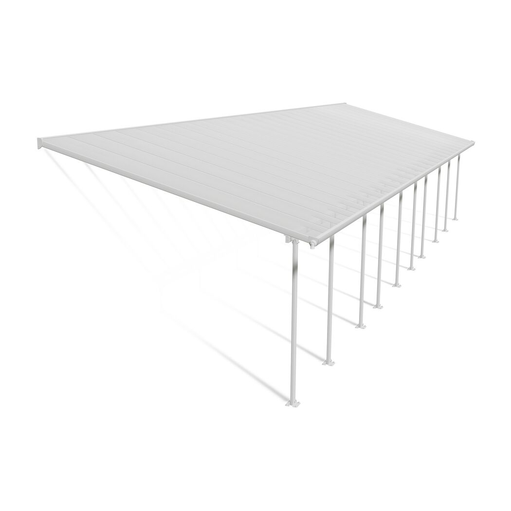 Terrassenüberdachung 'Feria' weiß 380 x 1457 cm Polycarbonat transparent