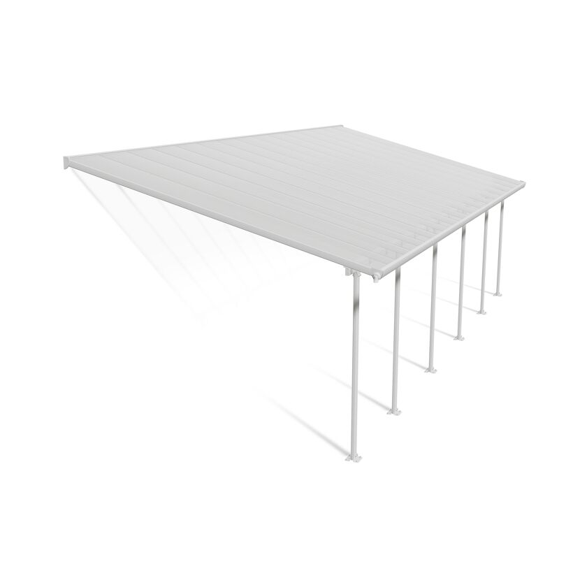 Terrassenüberdachung 'Feria' weiß 380 x 1031 cm Polycarbonat transparent
