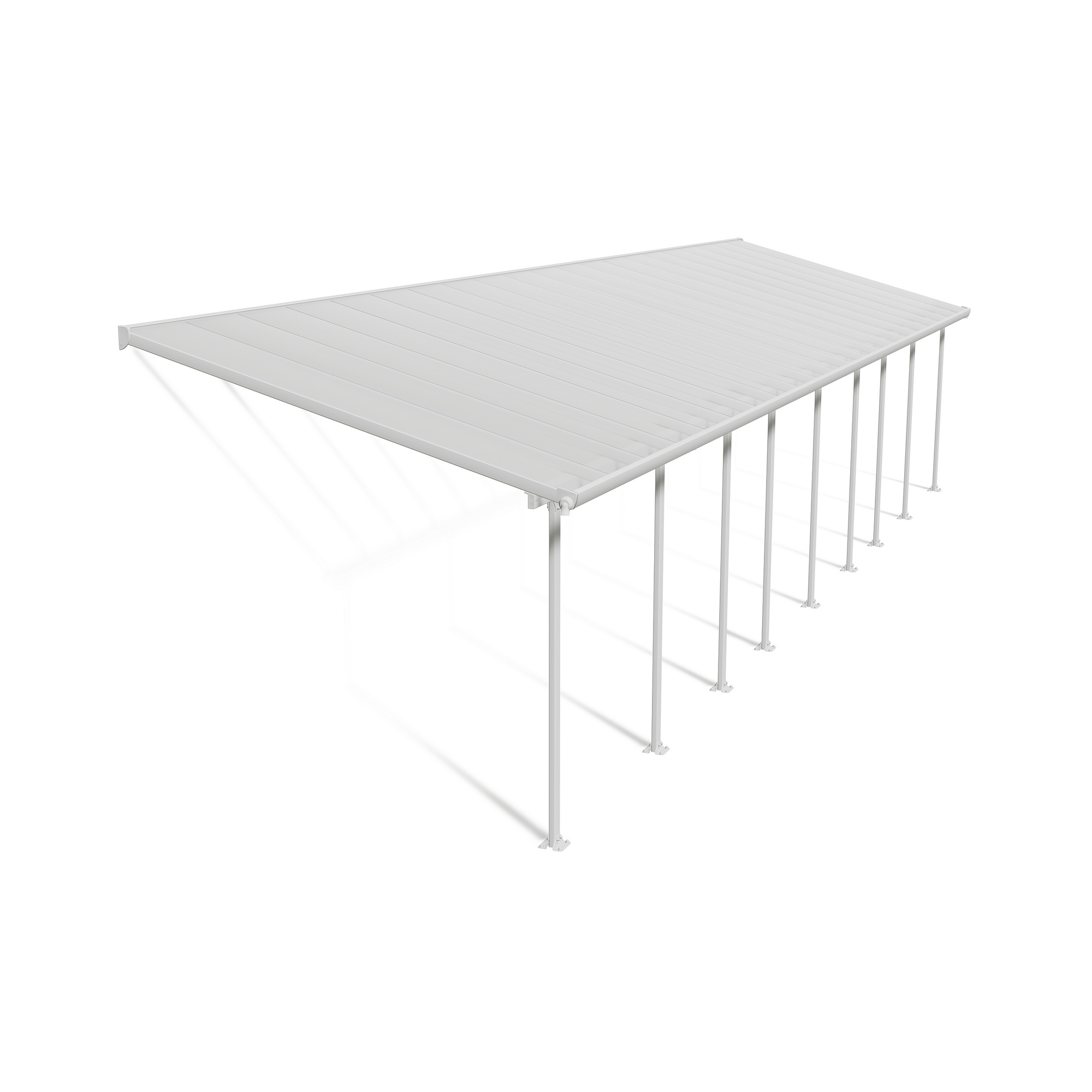 Terrassenüberdachung 'Feria' weiß 294 x 1276 cm Polycarbonat transparent