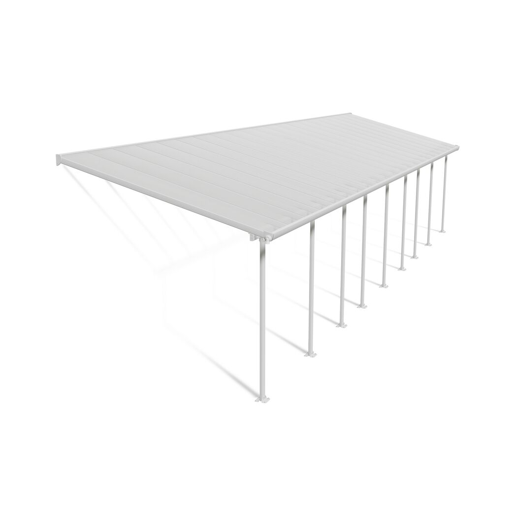 Terrassenüberdachung 'Feria' weiß 294 x 1276 cm Polycarbonat transparent