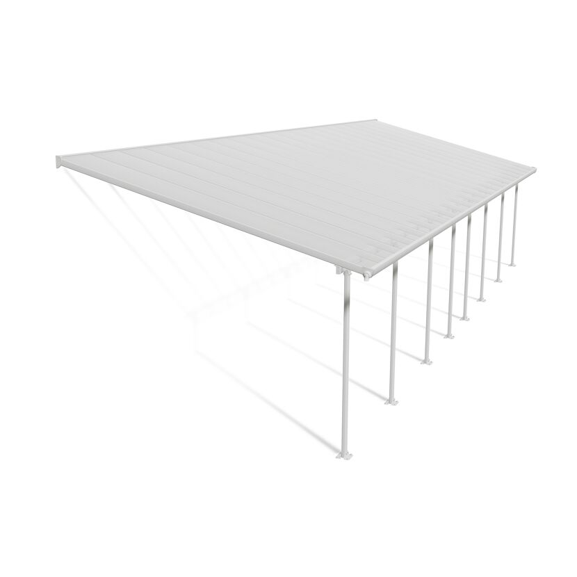 Terrassenüberdachung 'Feria' weiß 380 x 1212 cm Polycarbonat transparent
