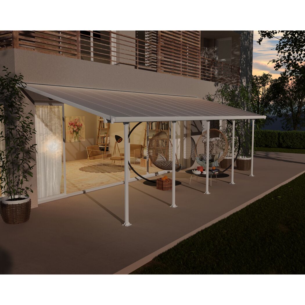 Terrassenüberdachung 'Feria' weiß 294 x 851 cm Polycarbonat transparent
