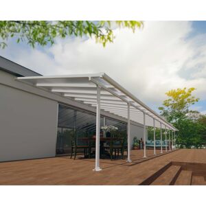 Terrassenüberdachung 'Feria' weiß 380 x 1276 cm Polycarbonat transparent