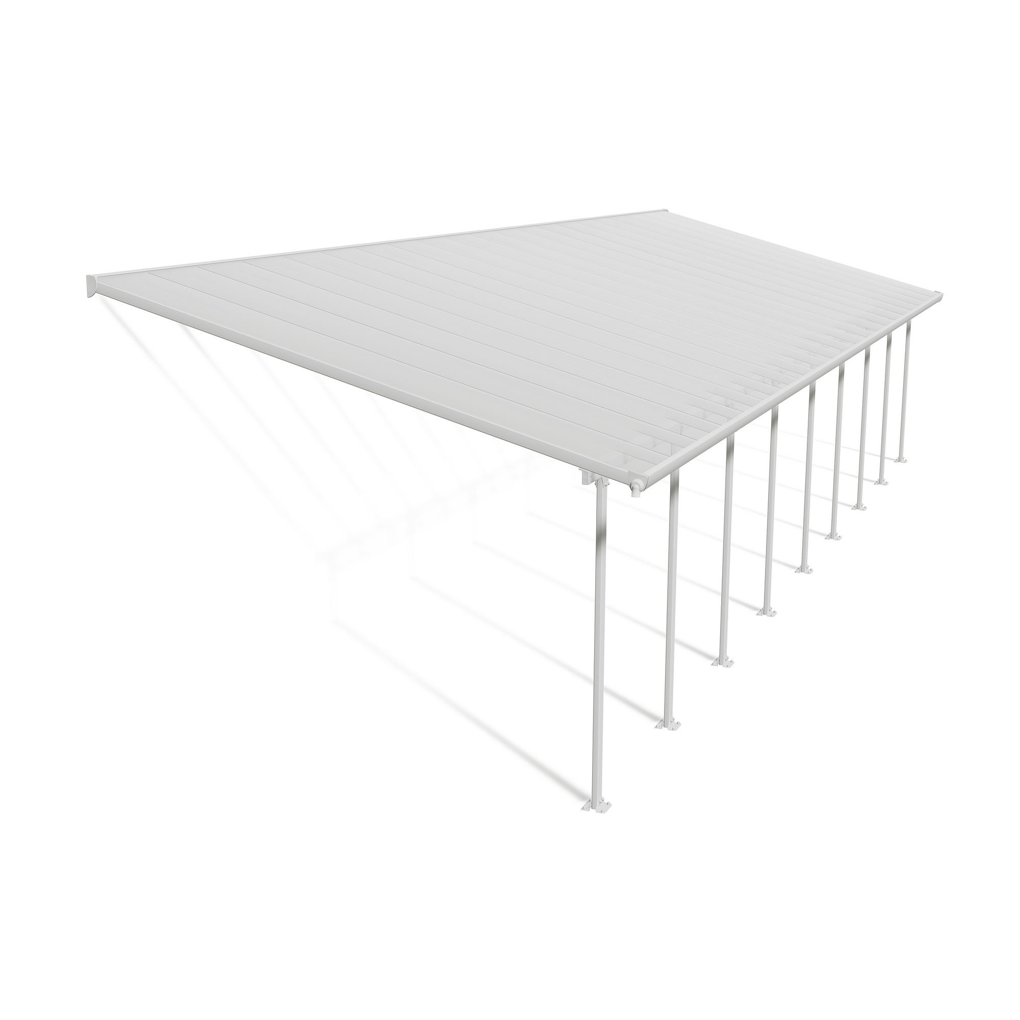 Terrassenüberdachung 'Feria' weiß 380 x 1276 cm Polycarbonat transparent