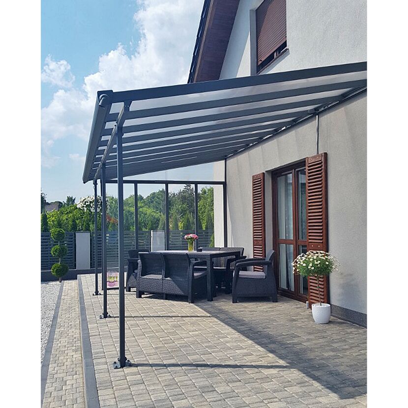 Terrassenüberdachung' Feria' anthrazit 294 x 546 cm Polycarbonat transparent