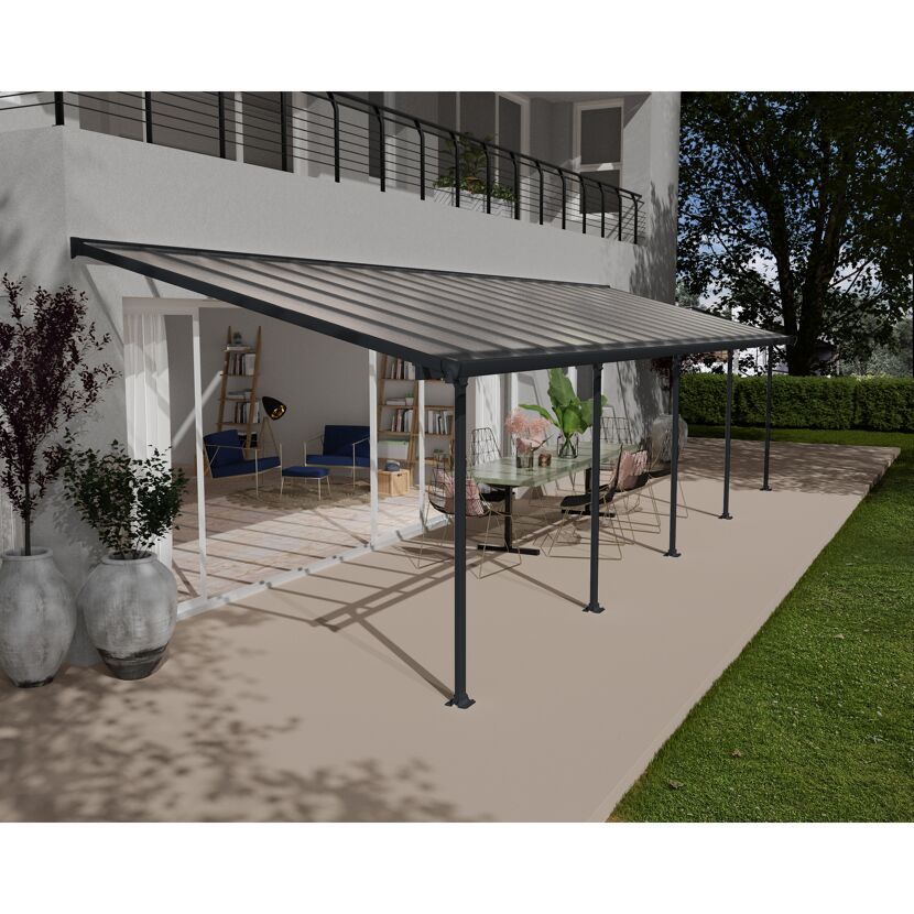 Terrassenüberdachung' Feria' anthrazit 294 x 1035 cm Polycarbonat transparent