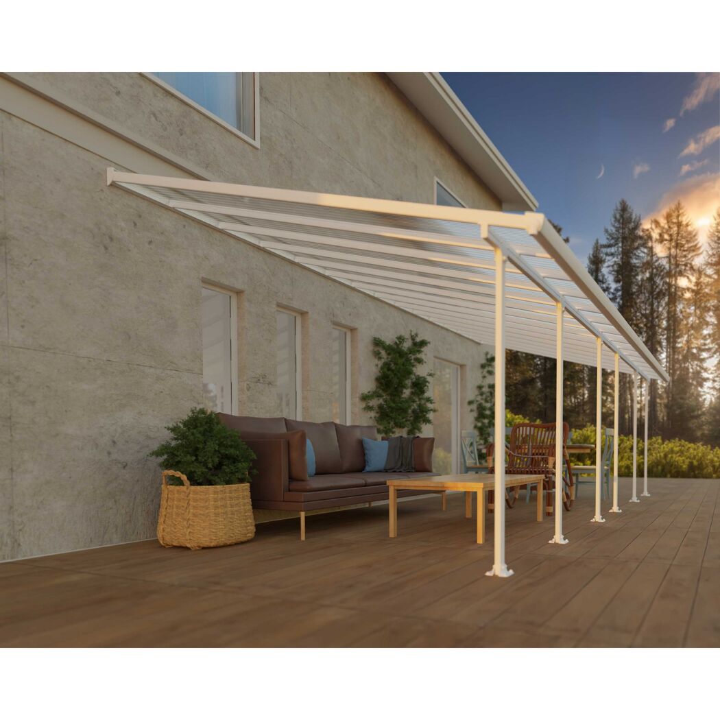 Terrassenüberdachung 'Feria' weiß 380 x 850 cm Polycarbonat transparent