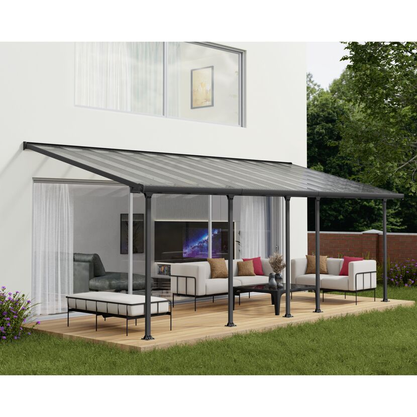 Terrassenüberdachung' Feria' anthrazit 294 x 730 cm Polycarbonat transparent