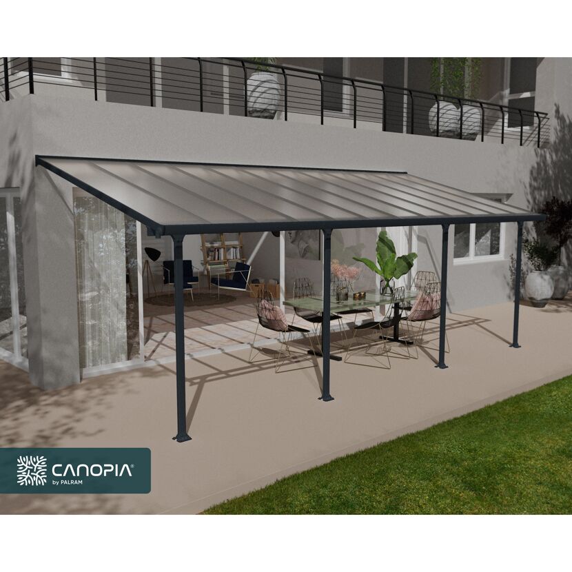 Terrassenüberdachung' Feria' anthrazit 294 x 730 cm Polycarbonat transparent