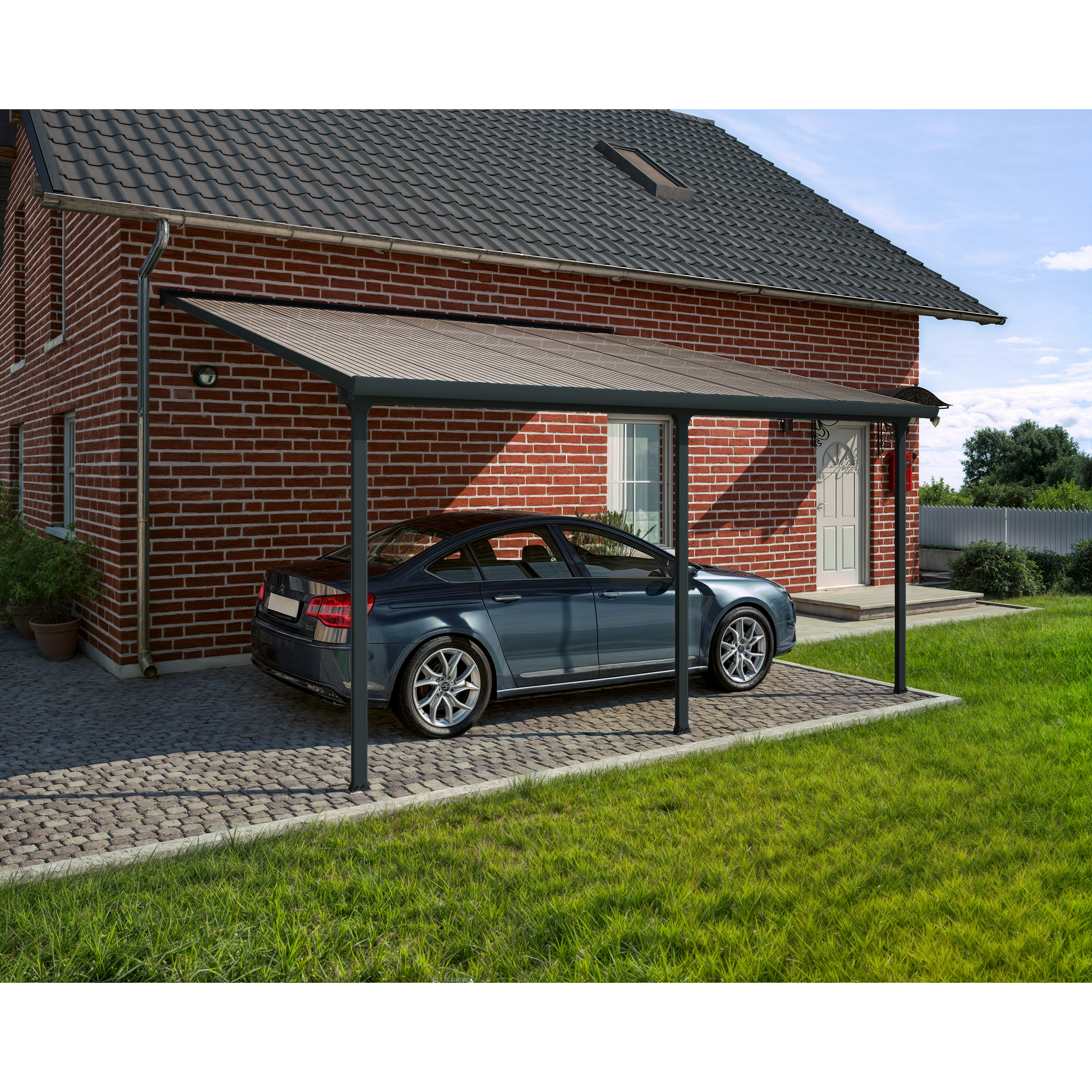 Terrassenüberdachung' Feria' anthrazit 294 x 425 cm Polycarbonat transparent