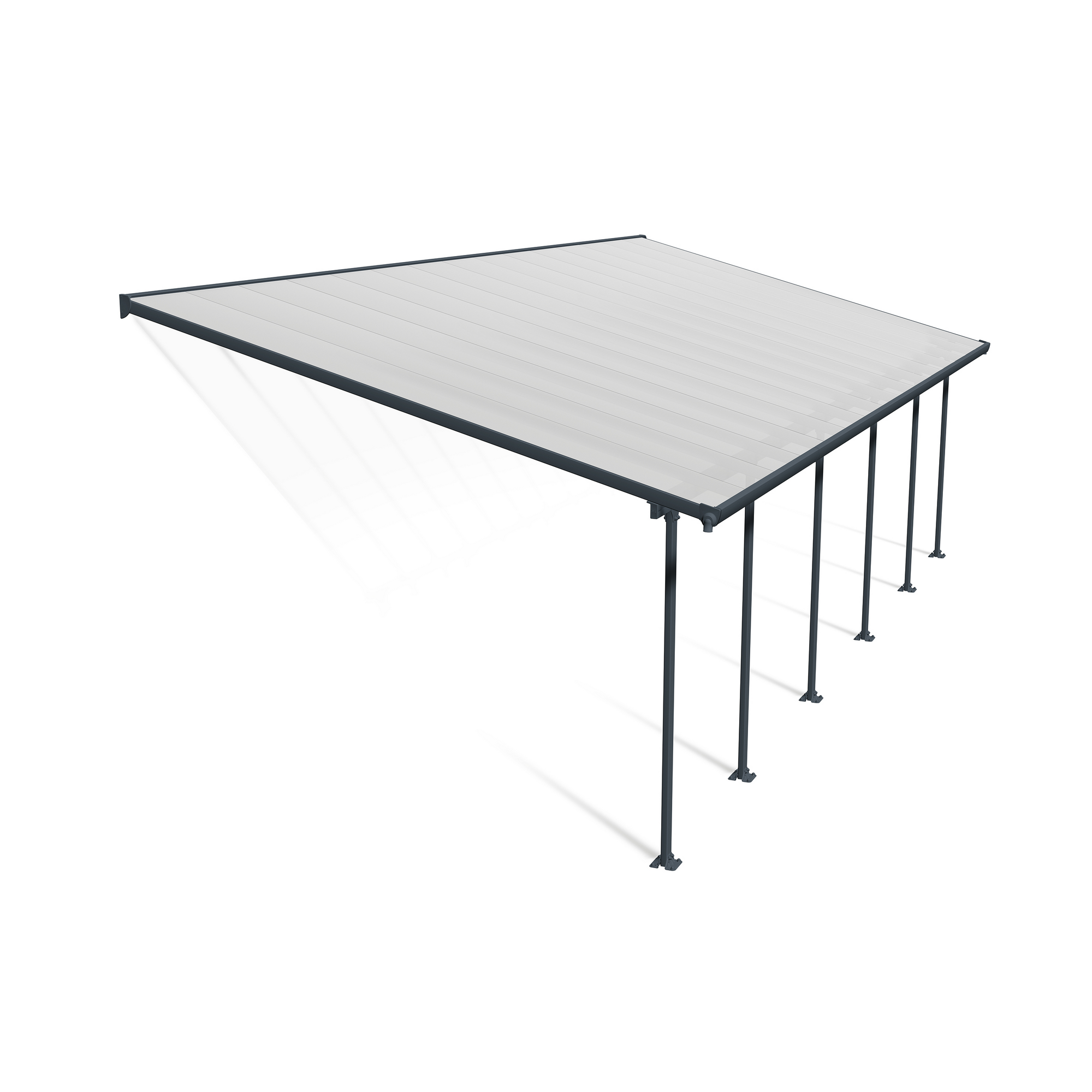 Terrassenüberdachung 'Feria' anthrazit 380 x 1031 cm Polycarbonat transparent