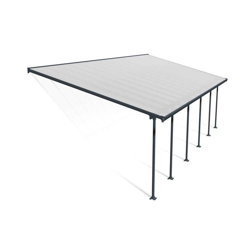 Terrassenüberdachung 'Feria' anthrazit 380 x 1031 cm Polycarbonat transparent