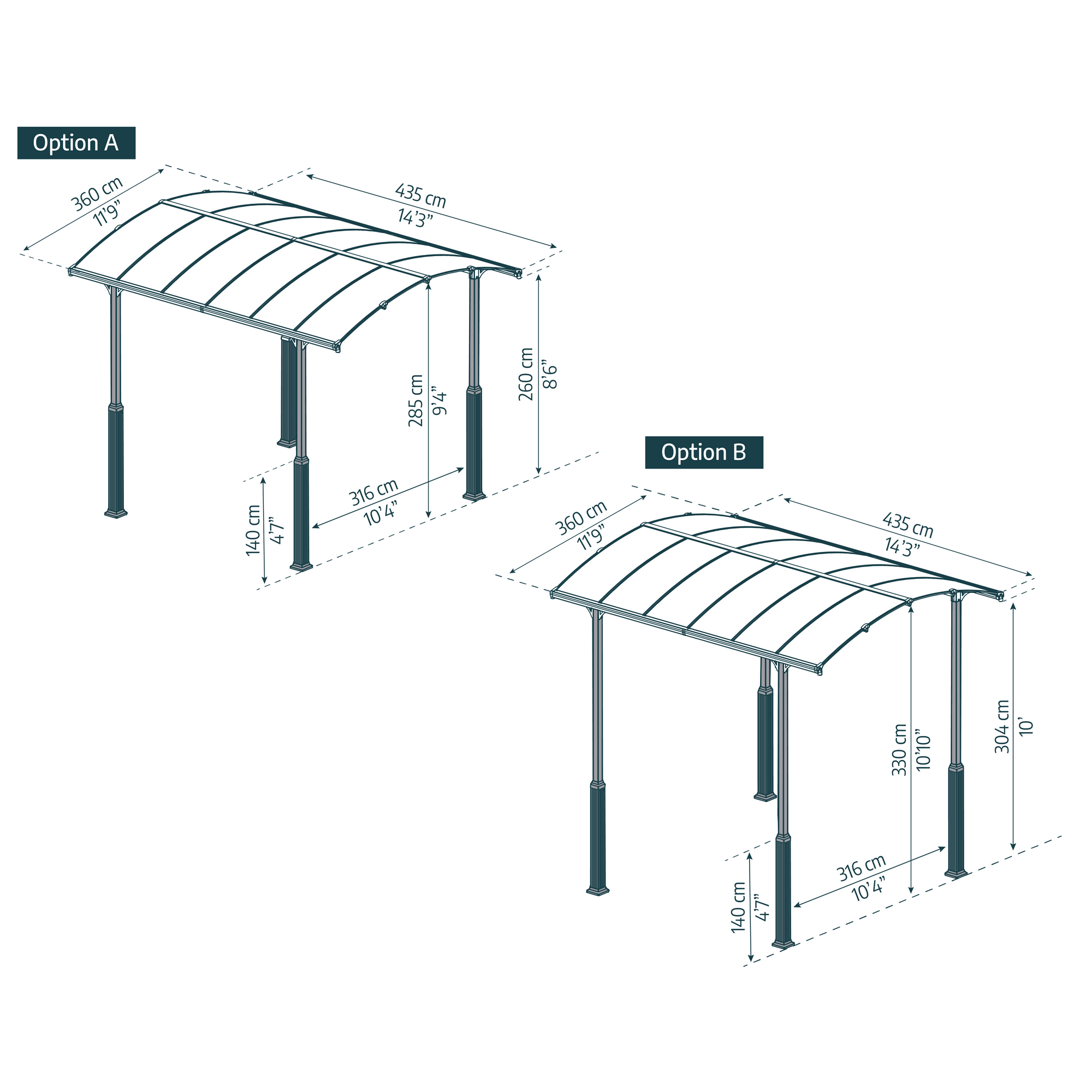 Caravan-Carport 'Alpine' anthrazit 359 x 435 cm Polycarbonat grau
