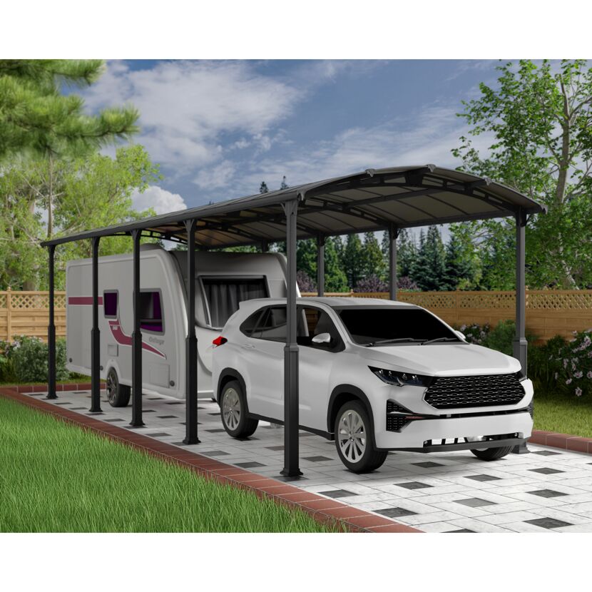 Caravan-Carport 'Alpine' anthrazit 359 x 1077 cm Polycarbonat grau