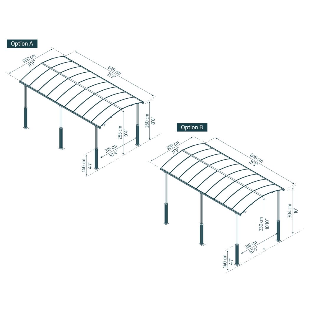 Caravan-Carport 'Alpine' anthrazit 359 x 649 cm Polycarbonat grau